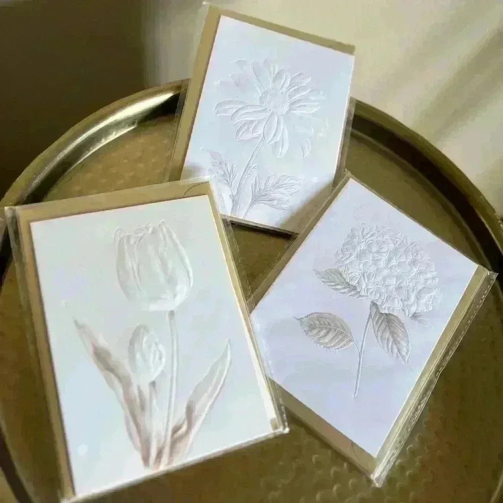 4 x Embossed 3D Floral Greeting Cards